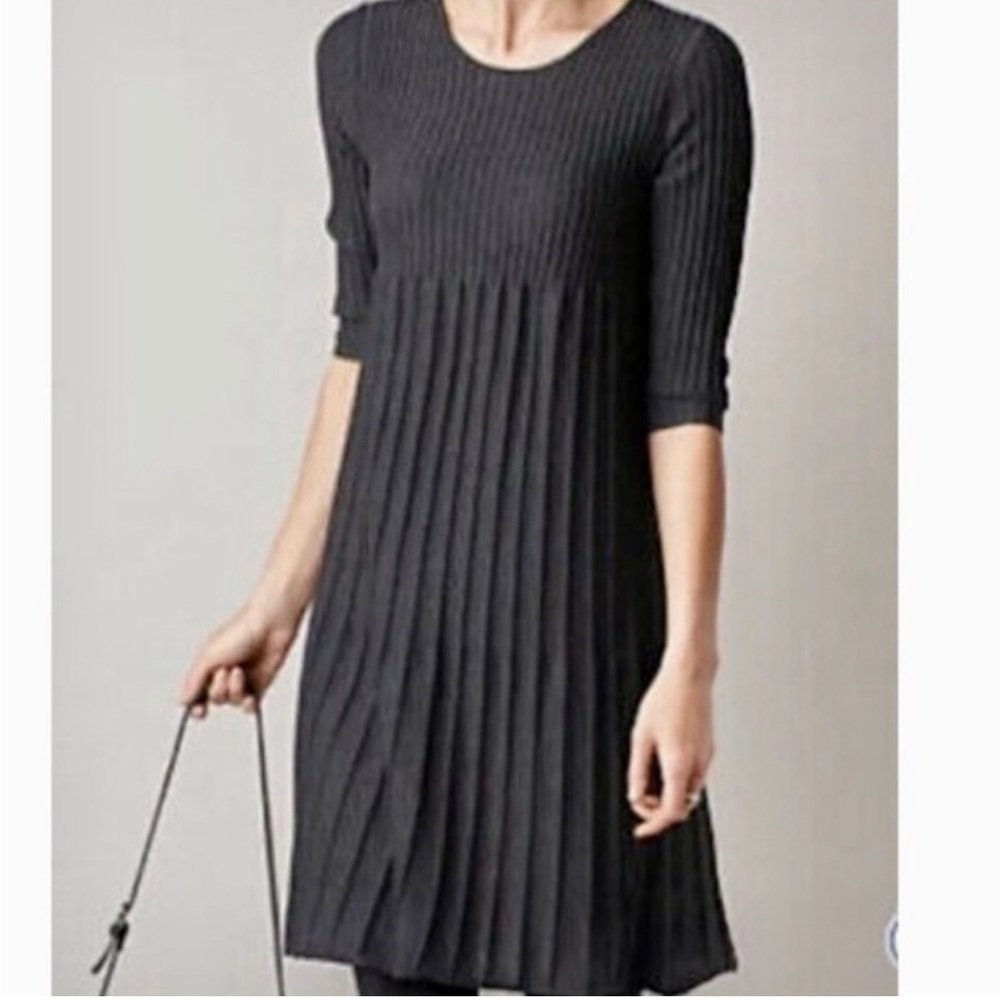 NWT - Eileen Fisher - 100% Wool Scoop Neck Dress - charcoal